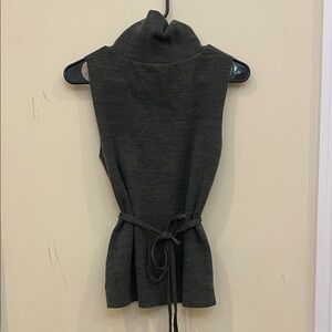 Zara Forest Green Sleeveless Turtleneck Front Tie Sweater Size S